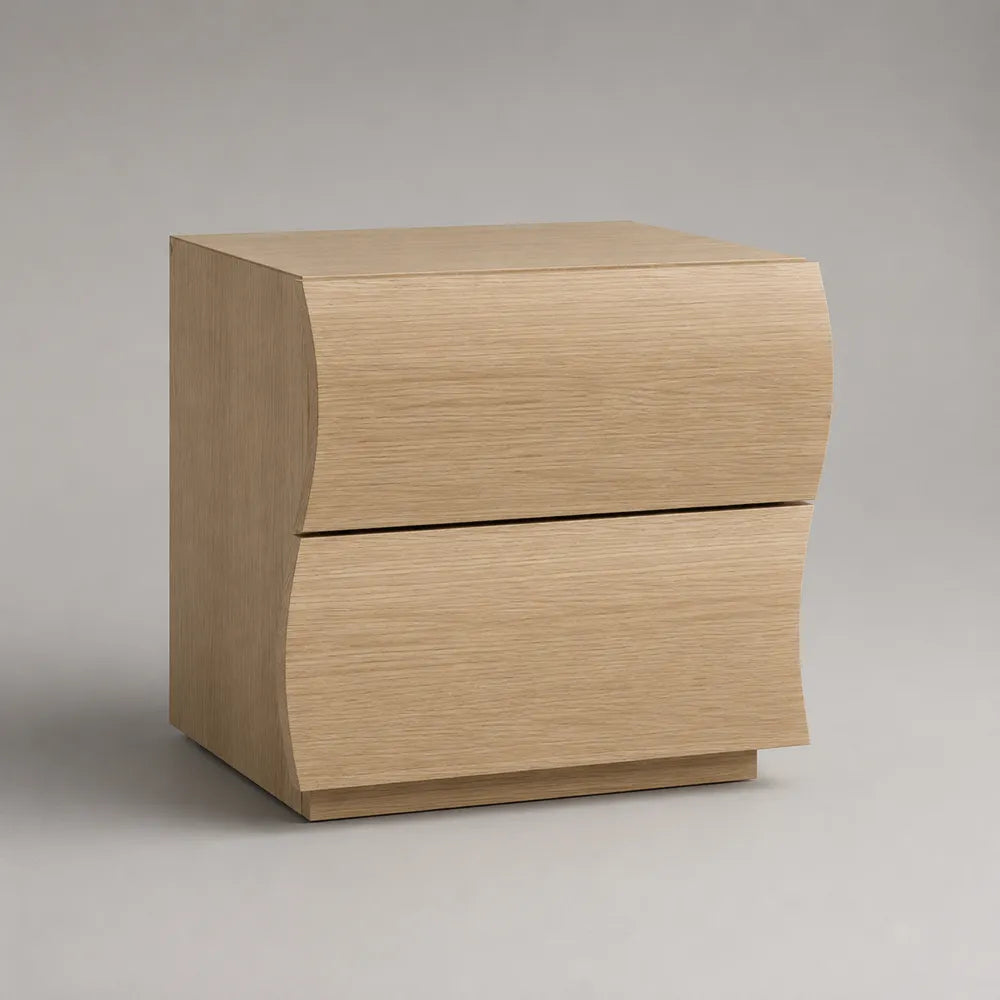 Table de chevet rectangulaire MDF effet chêne beige avec 2 tiroirs 50 x 40 x 45 cm